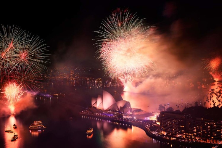 Sydney New Years Eve fireworks as seen from Shangri-La Hotel, image credit by Paul Reiffer