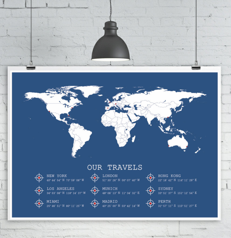 kiacoltd personalised world map on Etsy