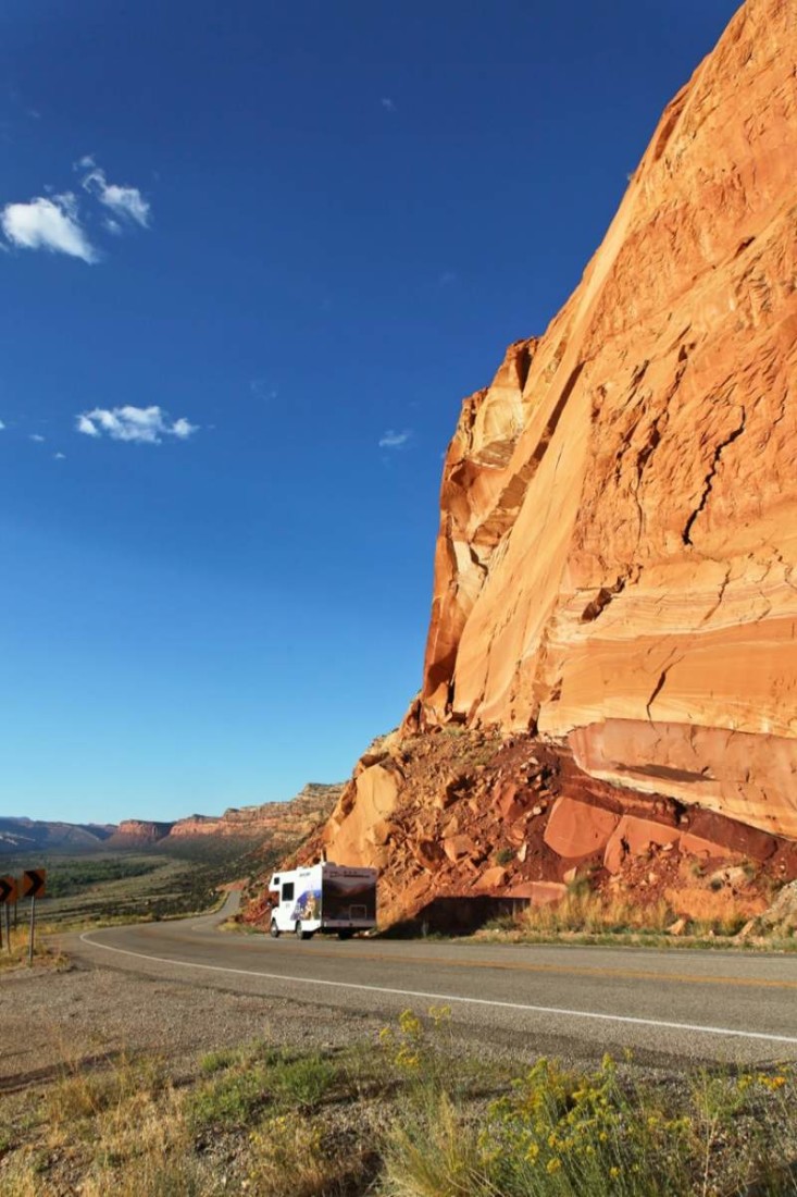 RV on Moab road trip, image Cruise America