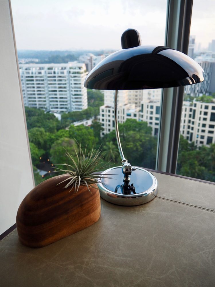 Desk and view in Shangri-La Hotel Singapore's new look Tower Wing room
