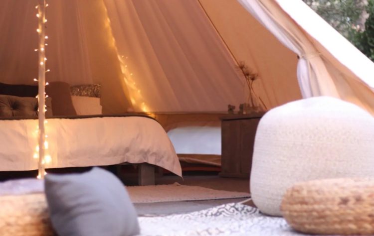 Bushland Bell Tent interior glamping Crafers West