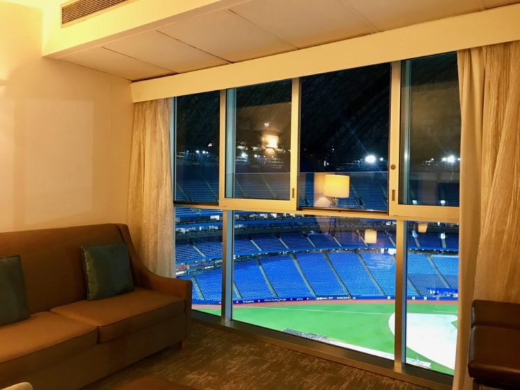 Blue Jays baseball field hotel room view